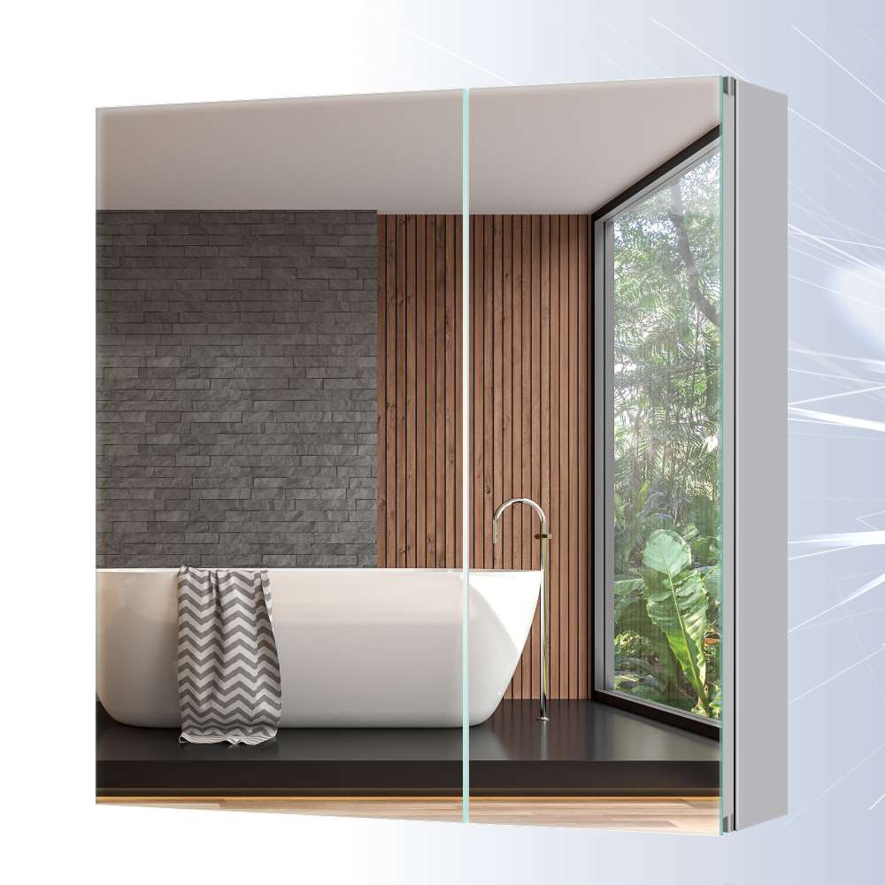 Tokvon Pigeonwing Aluminum Bathroom Mirror Cabinet With Double Mirror ...