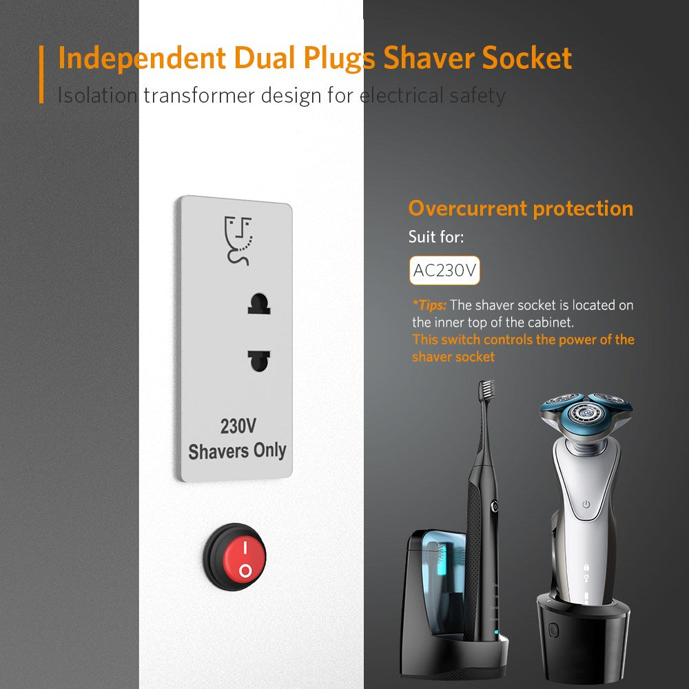 Tokvon Alameda Led Illuminated Aluminum Bathroom Mirror Cabinet With Led Dimmer Switch Shaver Socket Strip Lights 650 x 600mm