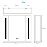 Tokvon Alameda Led Illuminated Aluminum Bathroom Mirror Cabinet With Led Dimmer Switch Shaver Socket Strip Lights 650 x 600mm