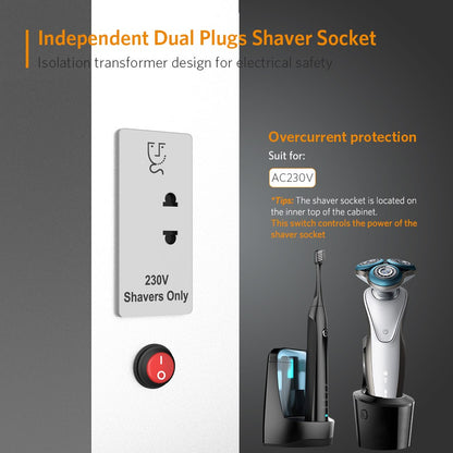 Tokvon Alameda Led Illuminated Aluminum Bathroom Mirror Cabinet With Led Dimmer Switch Shaver Socket Strip Lights 650 x 600mm