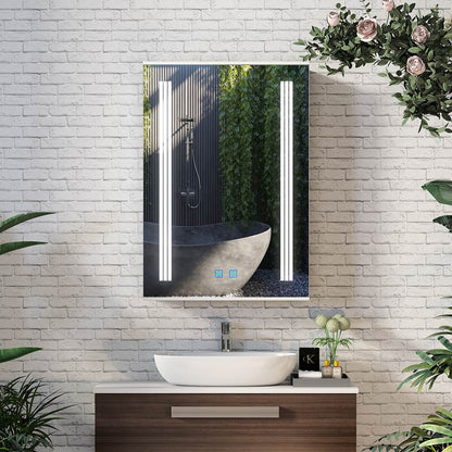 LED Mirror Cabinet with Silver Aluminum Touch-Switch Anti-fog Shaver Socket 50 x 70cm