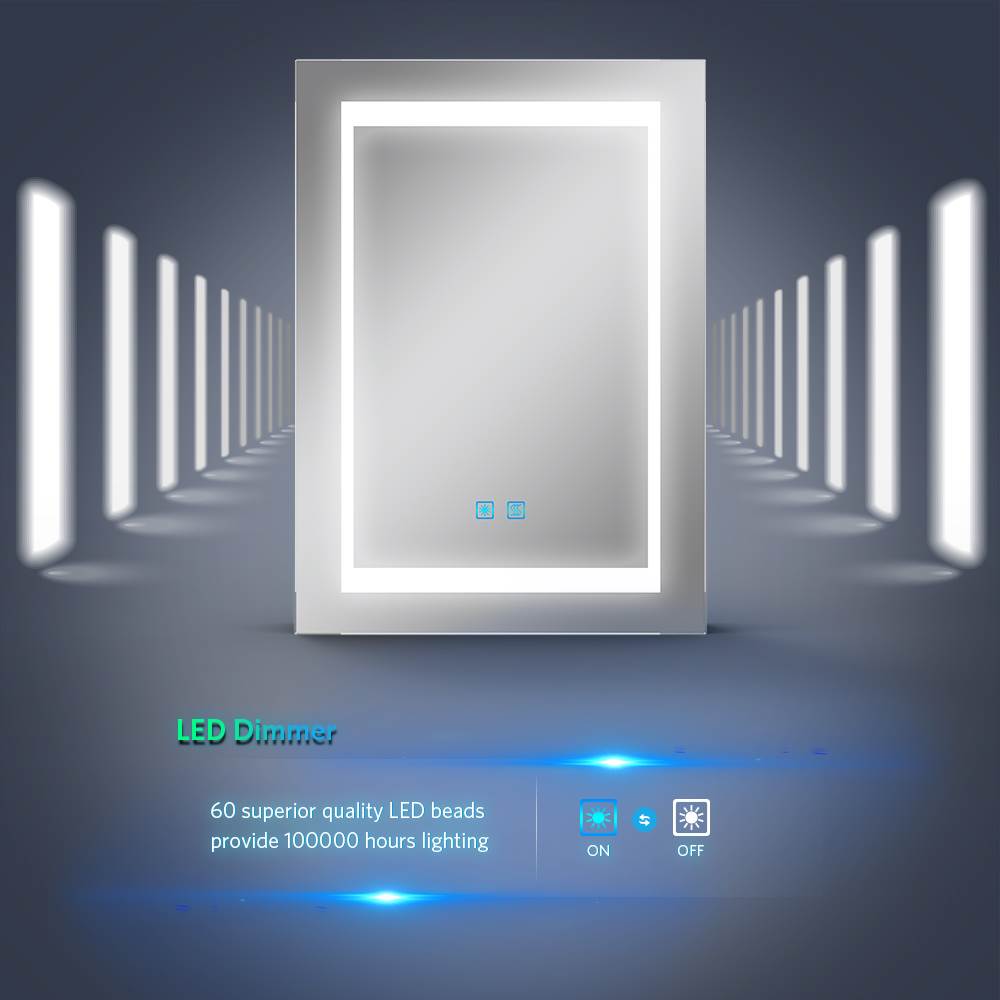 Tokvon Viewfinder Led Illuminated Aluminum Bathroom Mirror Cabinet With Led Dimmer Switch Shaver Socket Demister 500 x 700mm