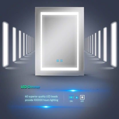 Tokvon Viewfinder Led Illuminated Aluminum Bathroom Mirror Cabinet With Led Dimmer Switch Shaver Socket Demister 500 x 700mm