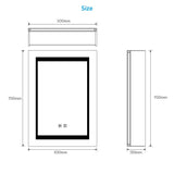 Tokvon Viewfinder Led Illuminated Aluminum Bathroom Mirror Cabinet With Led Dimmer Switch Shaver Socket Demister 500 x 700mm