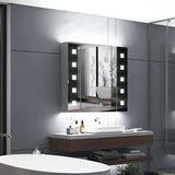 Tokvon Gondola led illuminated bathroom mirror cabinet with led dimmer switch shaver socket demister 650 x 600 mm