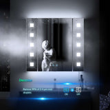 Tokvon Gondola led illuminated bathroom mirror cabinet with led dimmer switch shaver socket demister 650 x 600 mm