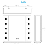 Tokvon Gondola led illuminated bathroom mirror cabinet with led dimmer switch shaver socket demister 650 x 600 mm