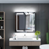 Tokvon Gemini led illuminated bathroom mirror cabinet with led dimmer switch shaver socket demister 630 x 650 mm