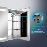 Tokvon Gemini led illuminated bathroom mirror cabinet with led dimmer switch shaver socket demister 630 x 650 mm