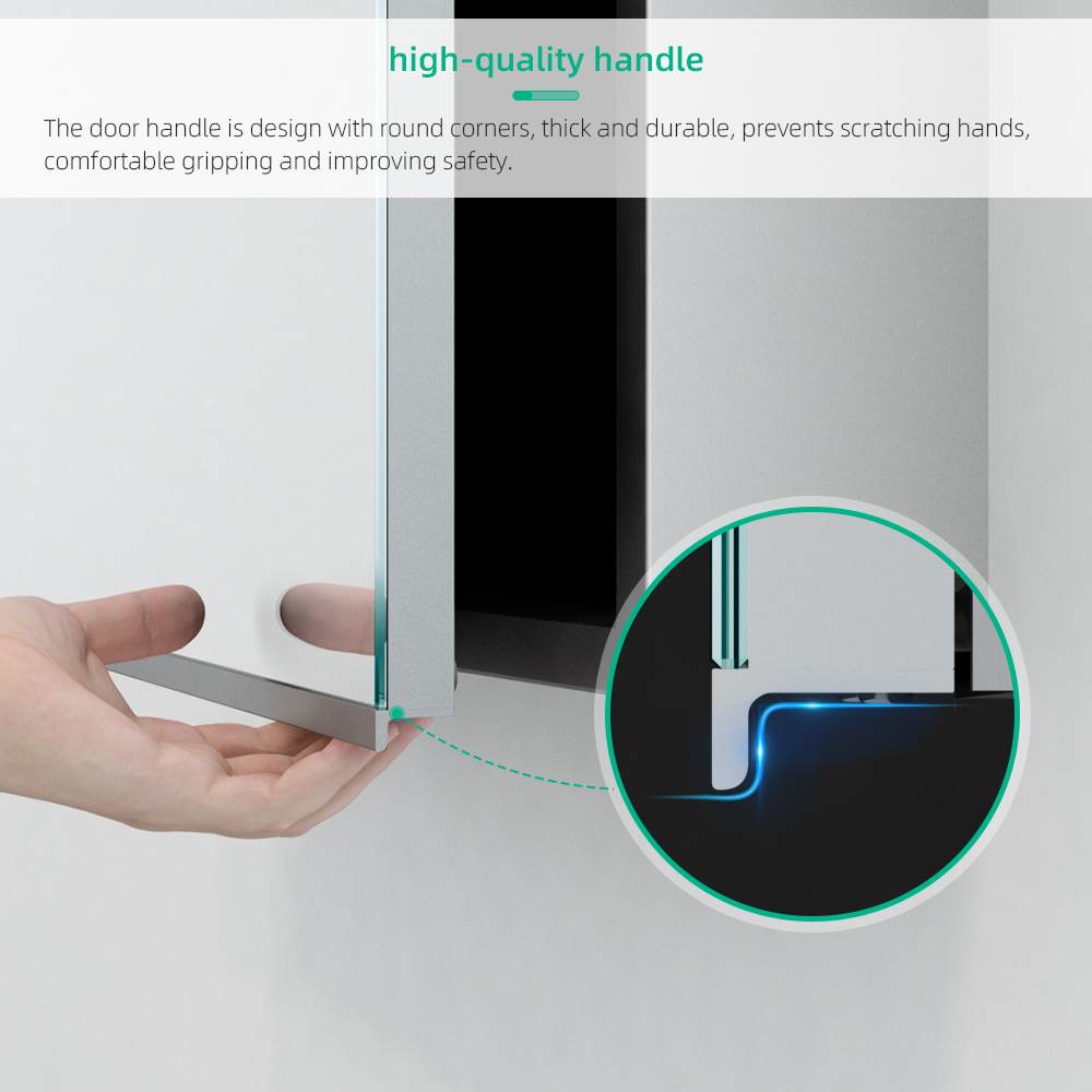 LED Mirror Cabinet with Silver Aluminum Touch-Switch Anti-fog Shaver Socket 50 x 70cm