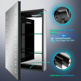 Tokvon® Sparklers led Illuminated bathroom mirror cabinet Matte Black Aluminum design with shaver socket 500 x 700mm