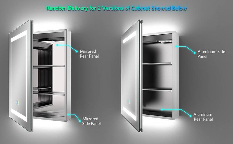 Tokvon Viewfinder Led Illuminated Aluminum Bathroom Mirror Cabinet With Led Dimmer Switch Shaver Socket Demister 500 x 700mm