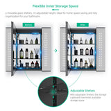 Led Illuminated Mirror Cabinet Matte Black Aluminum Design with Shaver Socket 65 x 60cm