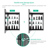 LED Mirror Cabinet with Matt Black Aluminum Touch-Switch Anti-fog Shaver Socket 50 x 70cm