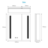 LED Mirror Cabinet with Silver Aluminum Touch-Switch Demister Shaver Socket 2-Doors 60 x 70cm