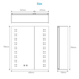 Tokvon® Willow led illuminated bathroom cabinets with adjustable led color temperature shaver socket demister strip lights 600x700mm