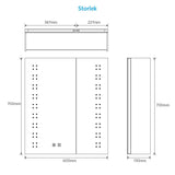 Tokvon® Willow led illuminated bathroom cabinets with shaver socket demister strip lights 600x700mm