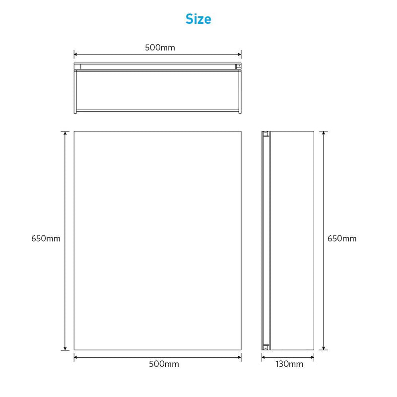 Tokvon Limerence Aluminum Bathroom Mirror Cabinet With Crystal Clear Mirror 500 x 650mm