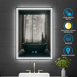 Tokvon Monet led illuminated bathroom mirror with adjustable color temperature switch demister 500 x 700 mm made of aluminum alloy for makeup