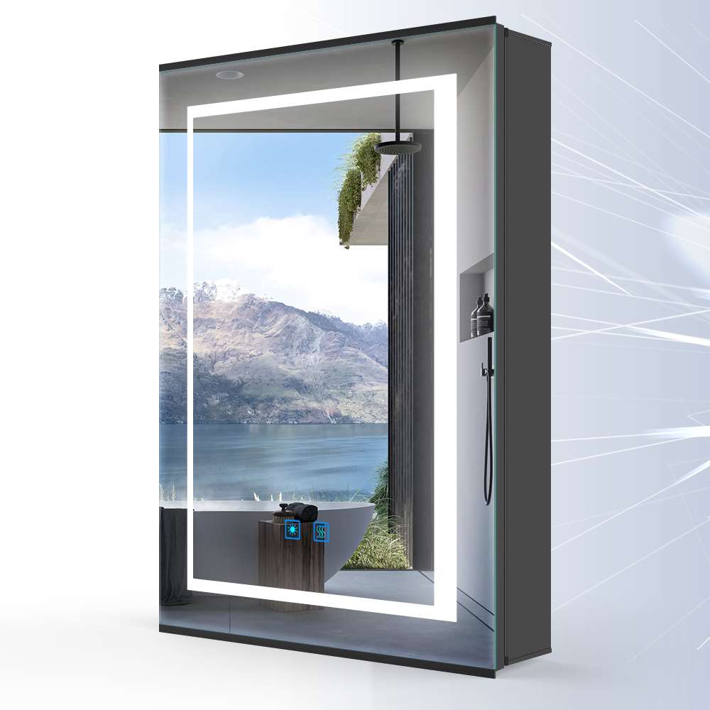 LED Mirror with Matt Black Aluminum TouchSwitch Antifog Shav