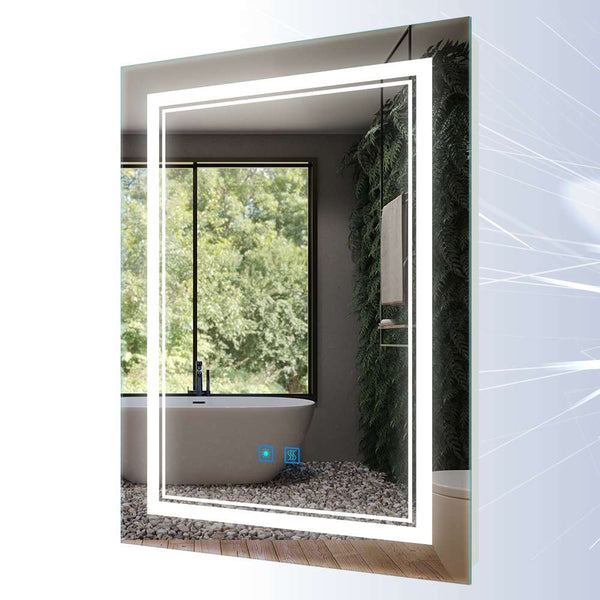 LED Bathroom Mirror with 3-color Touch-Switch Anti-fog 50 x 70 cm (No cabinets)