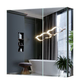 Tokvon® Morpho bathroom cabinets Matte Black Aluminum design with double door 800x700mm