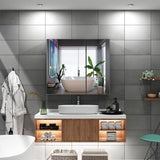 Tokvon® Morpho bathroom cabinets Matte Black Aluminum design with double door 800x700mm