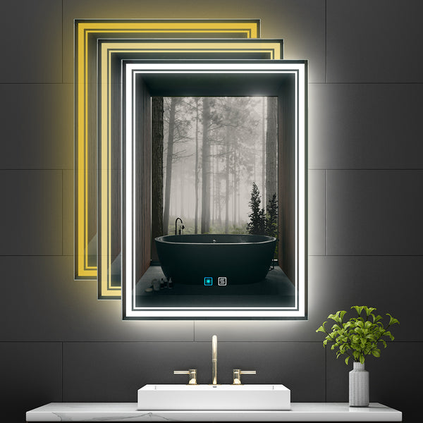 Tokvon Monet led illuminated bathroom mirror with adjustable color temperature switch demister 500 x 700 mm made of aluminum alloy for makeup