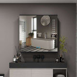 Led Illuminated Mirror Cabinet Matte Black Aluminum Design with Shaver Socket 65 x 60cm