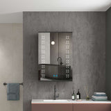 LED Mirror Cabinet with Matt Black Aluminum Touch-Switch Demister Shaver Socket 50 x 70cm