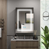 LED Mirror Cabinet with Silver Aluminum Touch-Switch Demister Shaver Socket 50 x 70cm