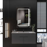 LED Mirror Cabinet with Matt Black Aluminum Touch-Switch Anti-fog Shaver Socket 50 x 70cm