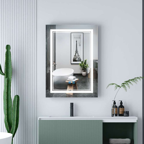 LED Bathroom Mirror with 3-color Touch-Switch Anti-fog 50 x 70 cm (No cabinets)