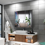 Tokvon® Morpho bathroom cabinets Matte Black Aluminum design with double door 800x700mm