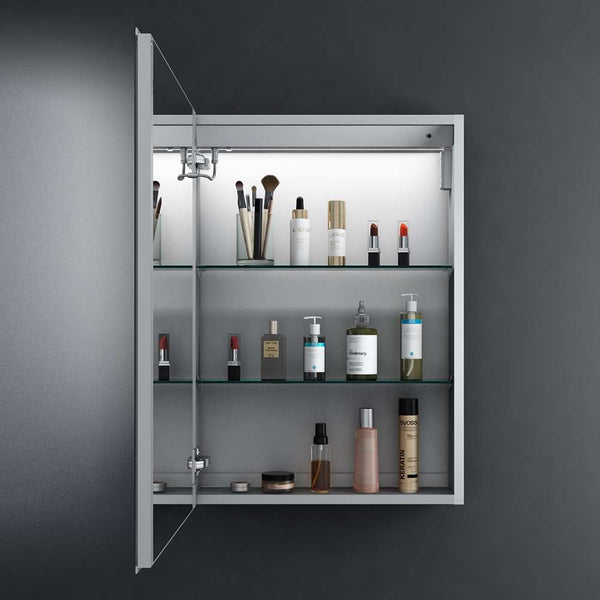 LED Mirror Cabinet with Silver Aluminum Touch-Switch Anti-fog Shaver Socket 50 x 70cm