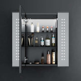 Led Illuminated Mirror Cabinet Matte Black Aluminum Design with Shaver Socket 65 x 60cm