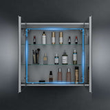 LED Mirror Cabinet with Silver Aluminum Touch-Switch Anti-fog Shaver Socket 2-Doors 63 x 65cm