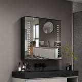 Led Illuminated Mirror Cabinet Matte Black Aluminum Design with Shaver Socket 65 x 60cm