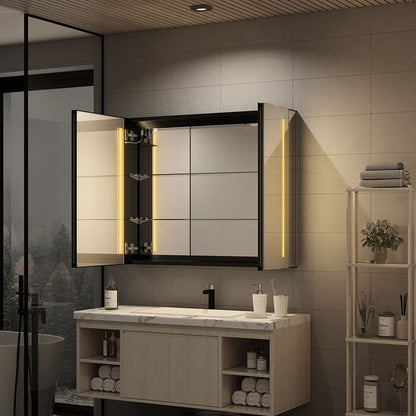 Tokvon® Cascade led illuminated bathroom cabinets with adjustable led color temperature shaver socket demister strip lights 800 x 700mm