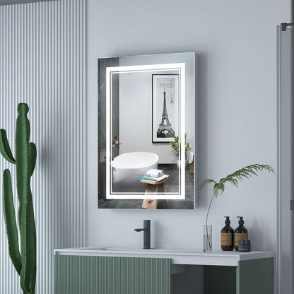 LED Bathroom Mirror with 3-color Touch-Switch Anti-fog 50 x 70 cm (No cabinets)