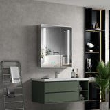 LED Mirror Cabinet with Silver Aluminum Touch-Switch Demister Shaver Socket 2-Doors 60 x 70cm