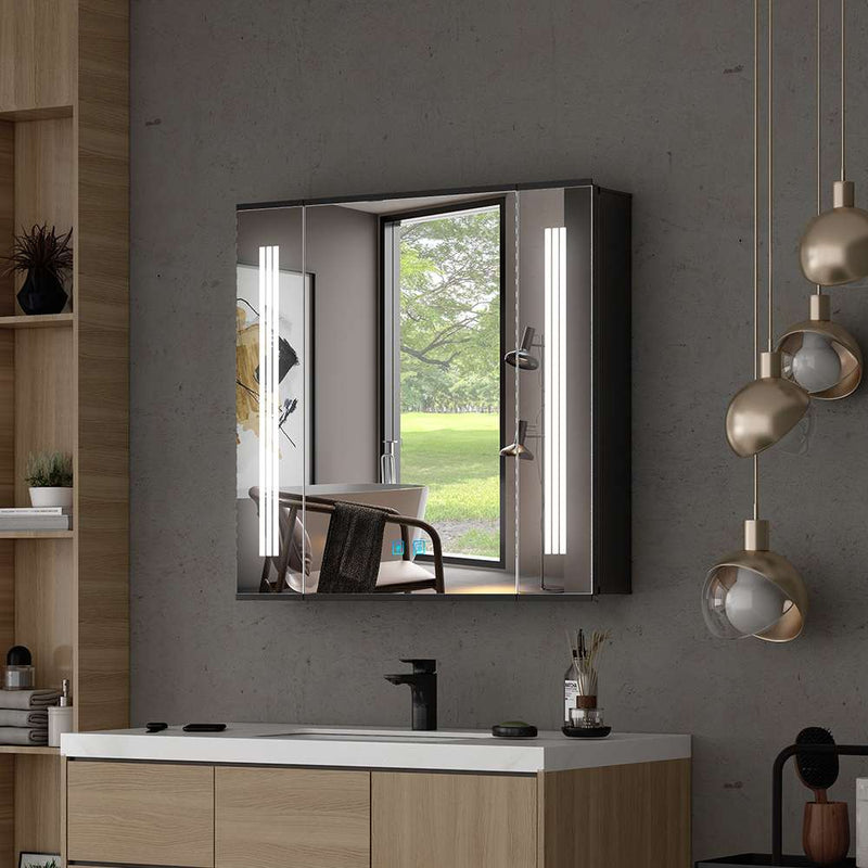 LED Mirror Cabinet with Matt Black Aluminum Touch-Switch Anti-fog Shav –  Tokvon UK