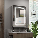 LED Mirror Cabinet with Silver Aluminum Touch-Switch Demister Shaver Socket 50 x 70cm