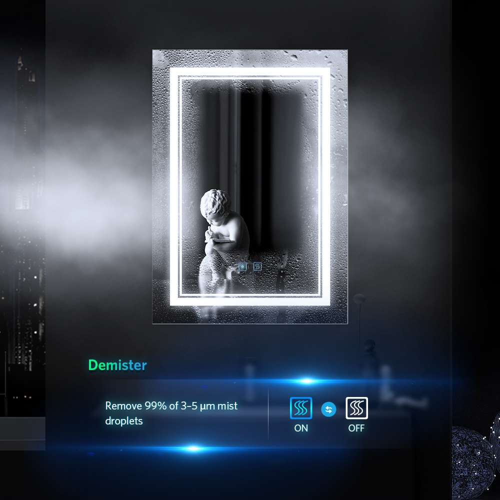 LED Bathroom Mirror with 3-color Touch-Switch Anti-fog 50 x 70 cm (No cabinets)