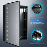 LED Mirror Cabinet with Matt Black Aluminum Touch-Switch Demister Shaver Socket 50 x 70cm