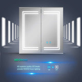 LED Mirror Cabinet with Silver Aluminum Touch-Switch Anti-fog Shaver Socket 2-Doors 63 x 65cm