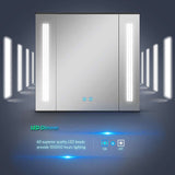 LED Mirror Cabinet with Matt Black Aluminum Touch-Switch Anti-fog Shaver Socket Strip Lights 65 x 60cm