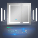 LED Mirror Cabinet with Matt Black Aluminum Touch-Switch Anti-fog Shaver Socket 2-Doors 65 x 60cm