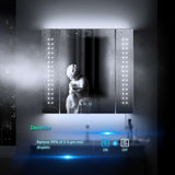 Tokvon Galaxy Led Illuminated Aluminum Bathroom Mirror Cabinet With Led Dimmer Switch Shaver Socket Dot Lights 650 x 600mm