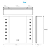 Tokvon Galaxy Led Illuminated Aluminum Bathroom Mirror Cabinet With Led Dimmer Switch Shaver Socket Dot Lights 650 x 600mm